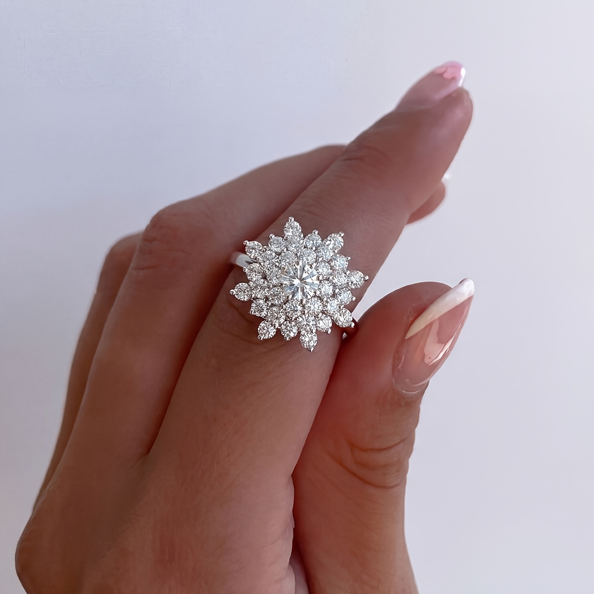 Women's Luxury Snowflake Sparkling Promise Engagement Ring